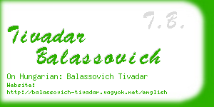 tivadar balassovich business card